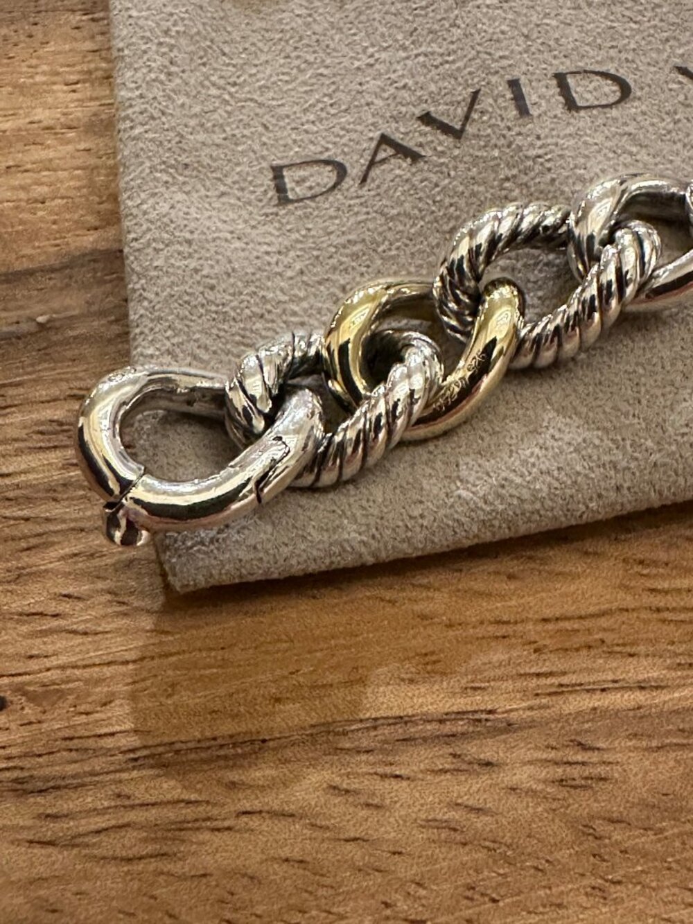 RARE Heavy David Yurman Two-Tone Curb Chain Bracelet 18K Gold Link 7.5" - Picture 10 of 10